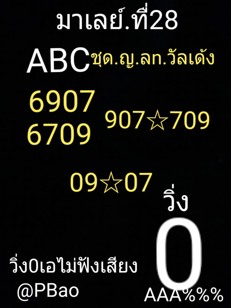 แนวทางหวยมาเลย์ 28/4/64 ชุดที่3