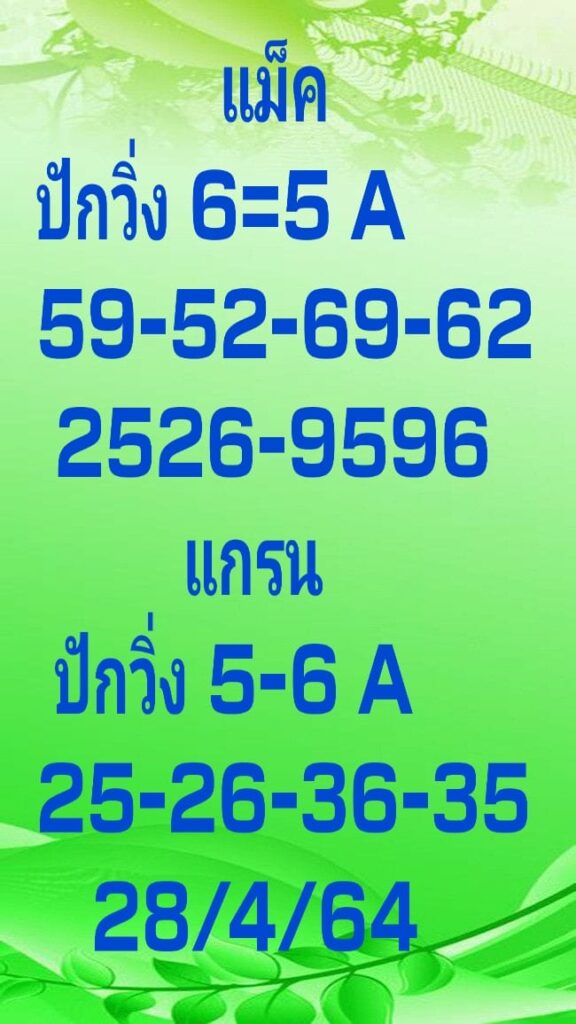 แนวทางหวยมาเลย์ 28/4/64 ชุดที่7