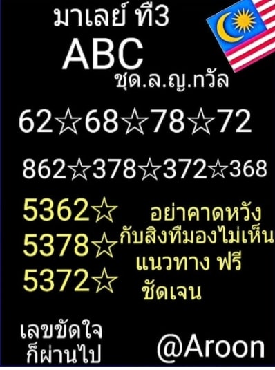 แนวทางหวยมาเลย์ 3/4/64 ชุดที่10