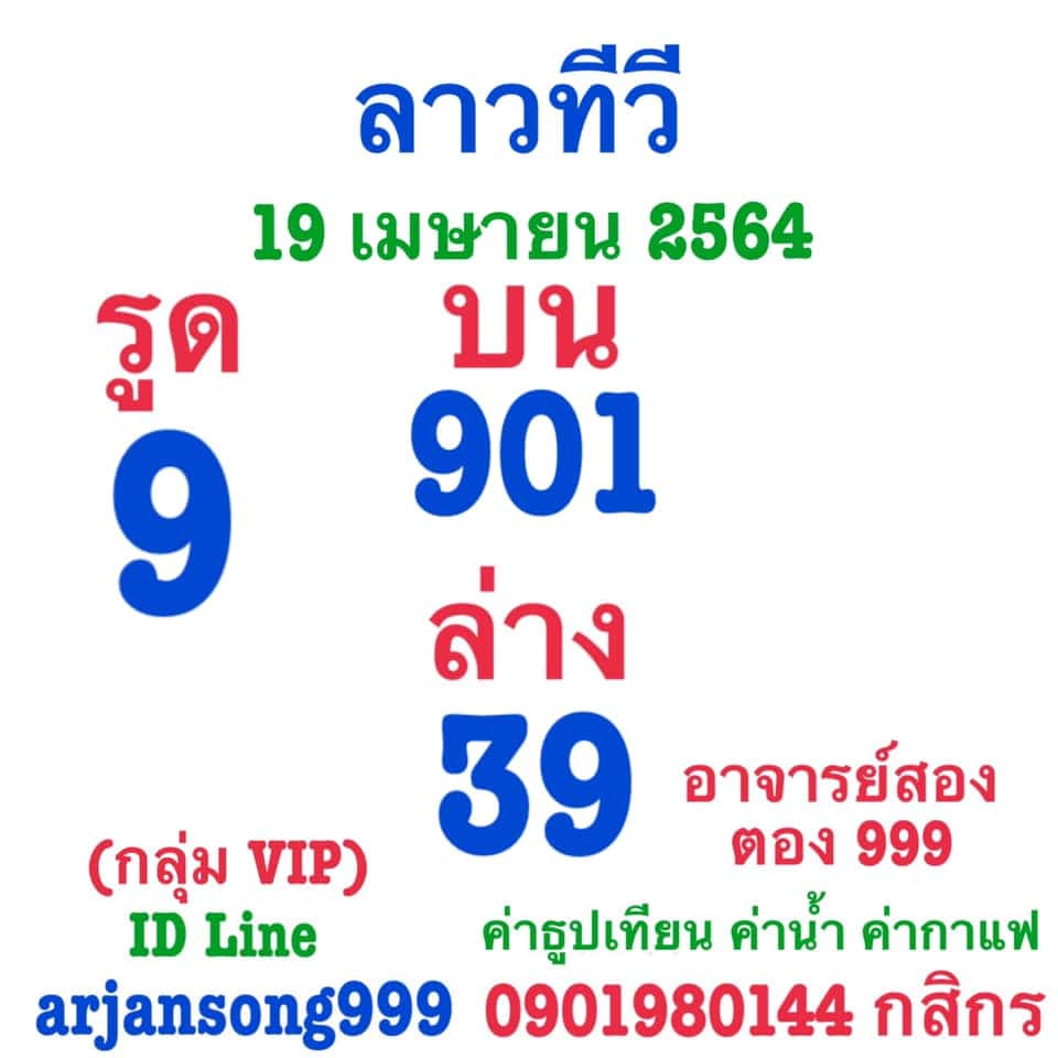 แนวทางหวยลาว 19/4/64 ชุดที่ 2