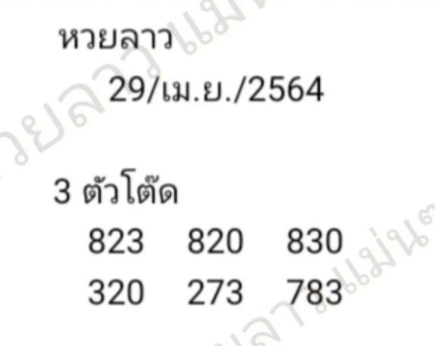 แนวทางหวยลาว 29/4/64 ชุดที่12