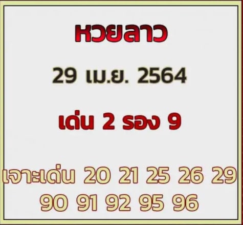 แนวทางหวยลาว 29/4/64 ชุดที่6