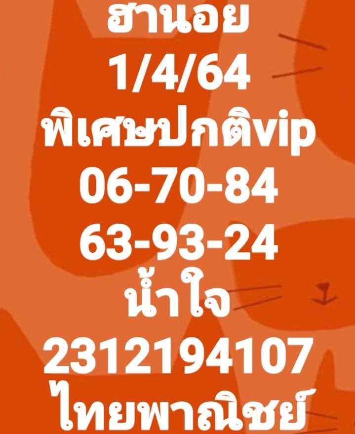 แนวทางหวยฮานอย 1/4/64 ชุดที่7