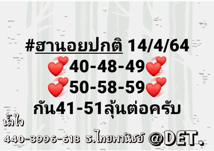 แนวทางหวยฮานอย 14/4/64 ชุดที่1