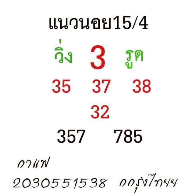 แนวทางหวยฮานอย 15/4/64 ชุดที่9