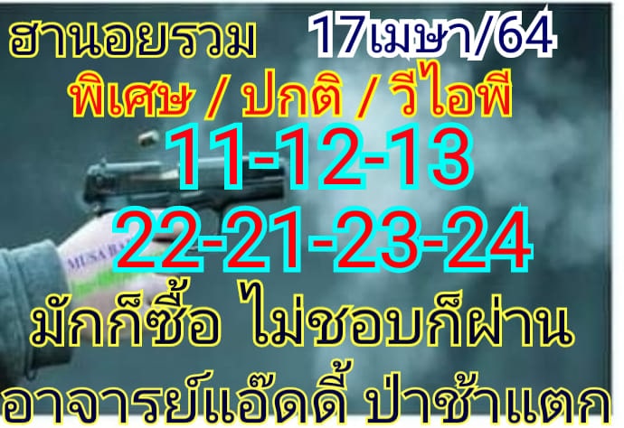 แนวทางหวยฮานอย 17/4/64 ชุดที่8