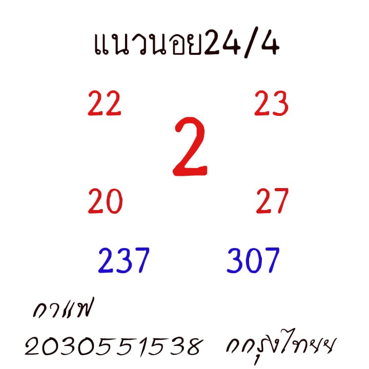 แนวทางหวยฮานอย 24/4/64 ชุดที่4