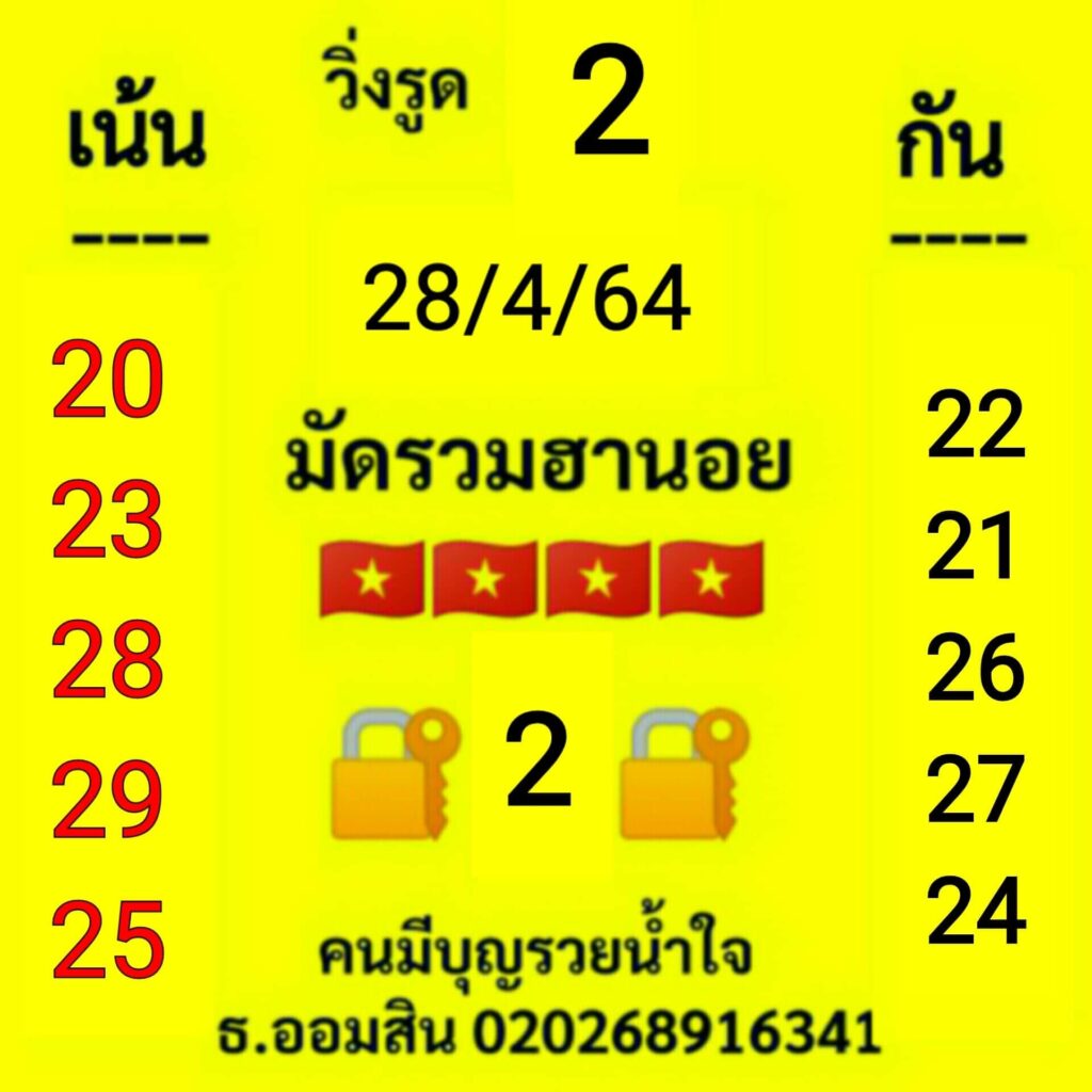 แนวทางหวยฮานอย 28/4/64 ชุดที่1