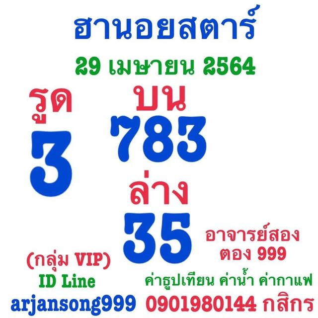 แนวทางหวยฮานอย 29/4/64 ชุดที่13