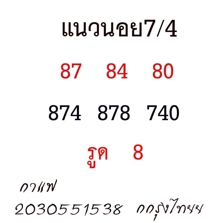 แนวทางหวยฮานอย 7/4/64 ชุดที่6