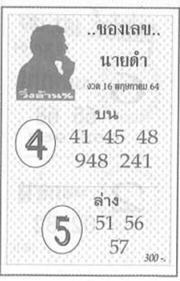 หวยนายดำ 16/5/64