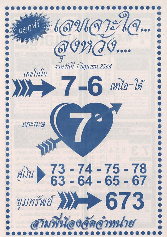 เลขเจาะใจลุงหวัง 1/6/64