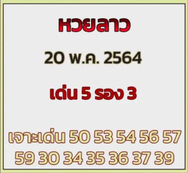 แนวทางหวยลาว 20/5/64 ชุดที่13