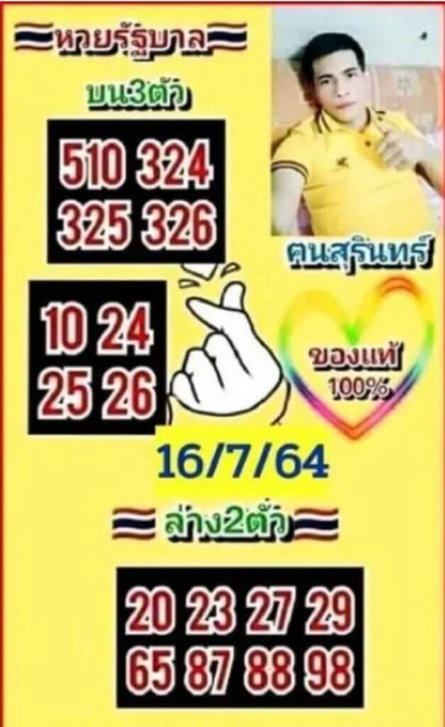 หวยคนสุรินทร์ 16/7/64