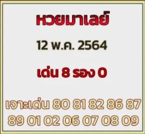 แนวทางหวยมาเลย์ 12/5/64 ชุดที่10