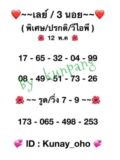 แนวทางหวยมาเลย์ 12/5/64 ชุดที่4