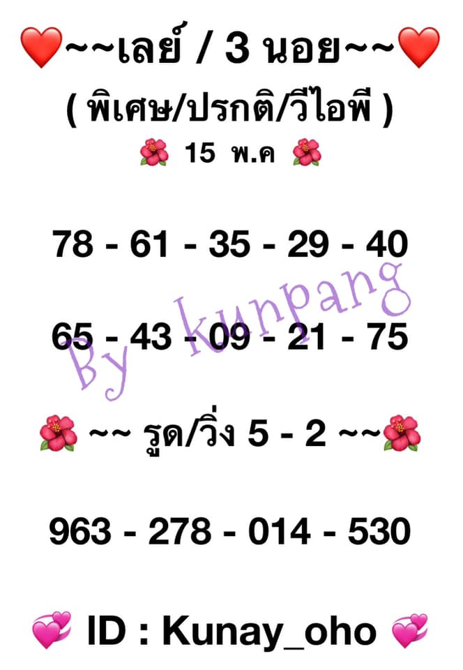 แนวทางหวยมาเลย์ 15/5/64 ชุดที่11