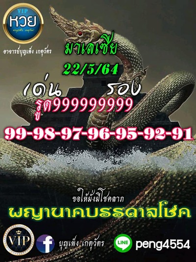 แนวทางหวยมาเลย์ 22/5/64 ชุดที่2