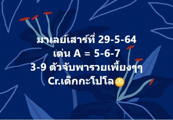 แนวทางหวยมาเลย์ 29/5/64 ชุดที่5