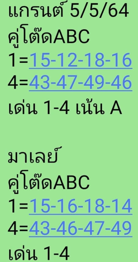 แนวทางหวยมาเลย์ 5/5/64 ชุดที่9