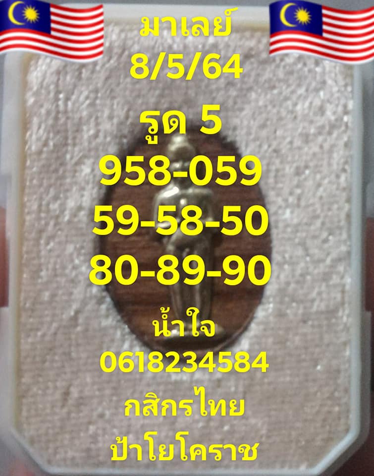 แนวทางหวยมาเลย์ 8/5/64 ชุดที่4