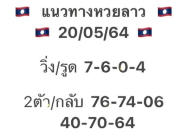 แนวทางหวยลาว 20/5/64 ชุดที่10