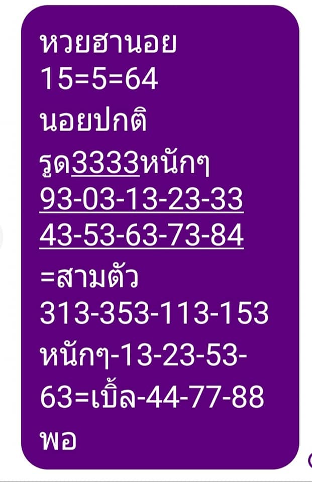 แนวทางหวยฮานอย 15/5/64 ชุดที่5