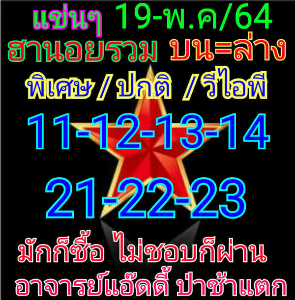 แนวทางหวยฮานอย 19/5/64 ชุดที่6