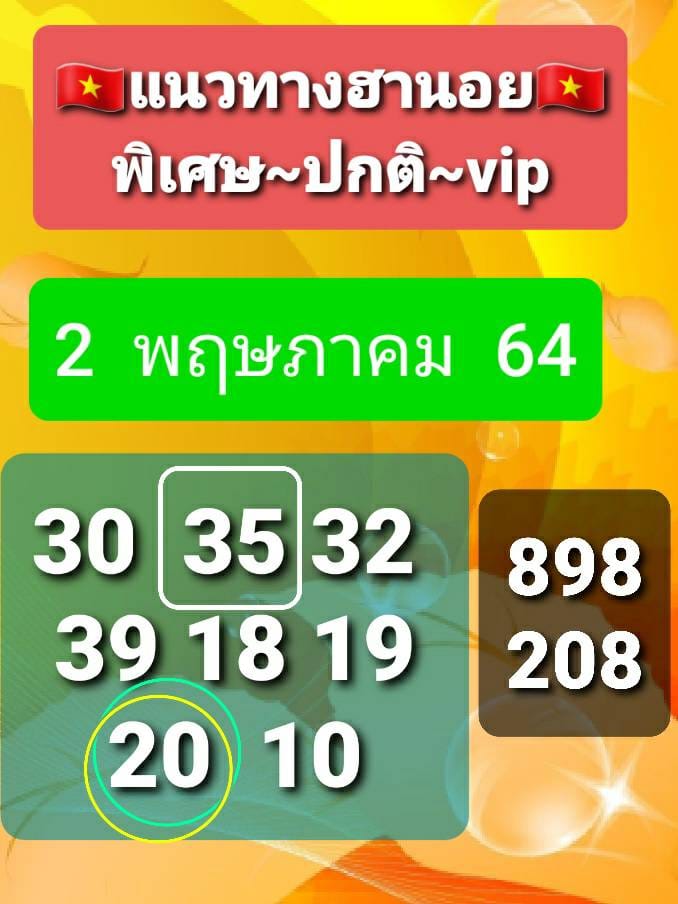 แนวทางหวยฮานอย 2/5/64 ชุดที่8