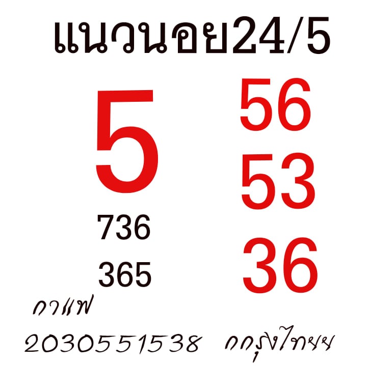 แนวทางหวยฮานอย 24/5/64 ชุดที่3