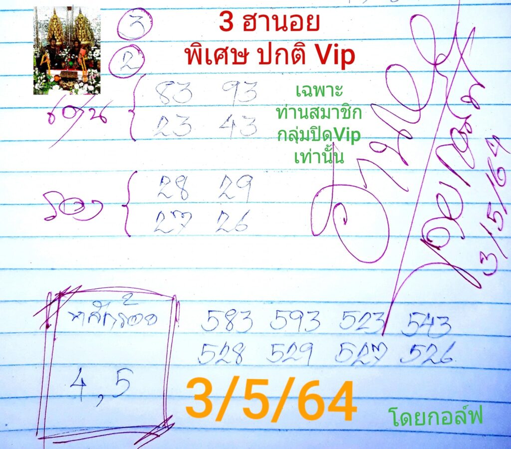 แนวทางหวยฮานอย 3/5/64 ชุดที่2