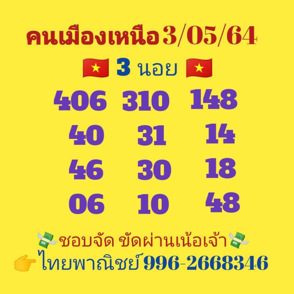 แนวทางหวยฮานอย 3/5/64 ชุดที่5