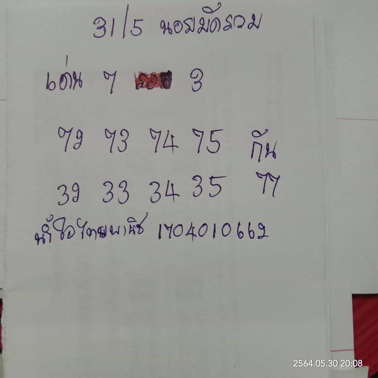 แนวทางหวยฮานอย 31/5/64 ชุดที่2