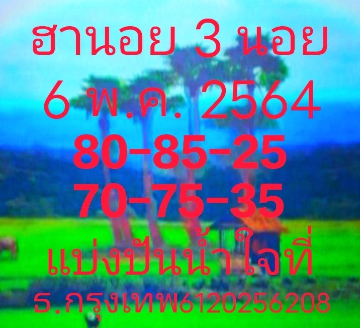 แนวทางหวยฮานอย 6/5/64 ชุดที่12