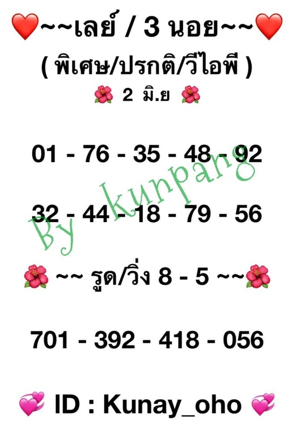 แนวทางหวยมาเลย์ 2/6/64 ชุดที่3