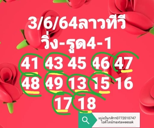 แนวทางหวยลาว 3/6/64 ชุดที่4