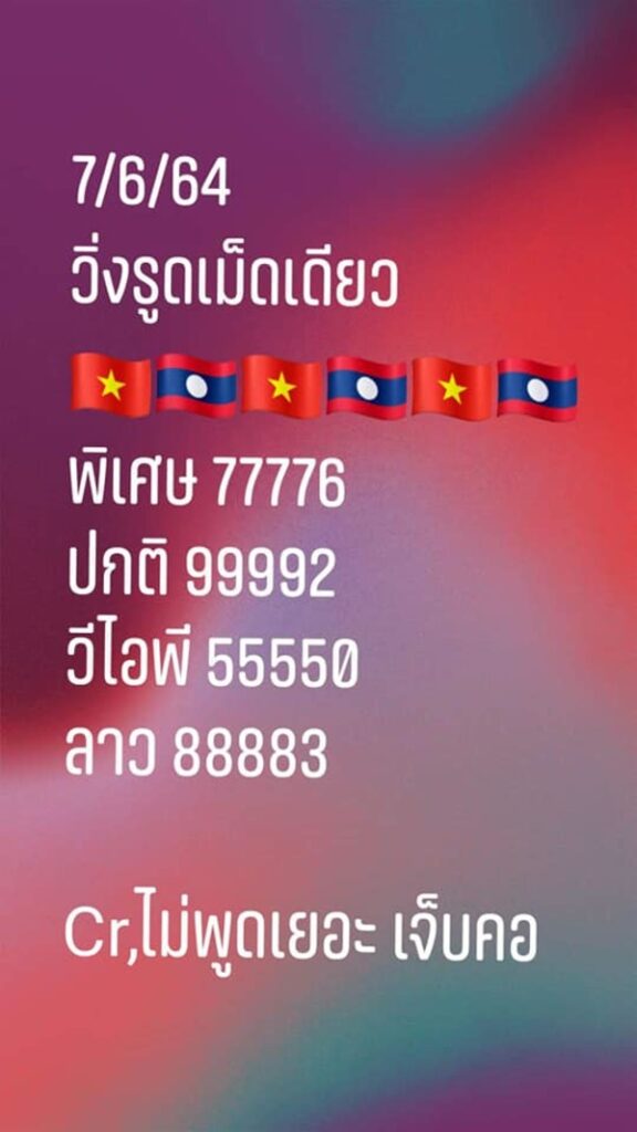 แนวทางหวยลาว 7/6/64 ชุดที่2