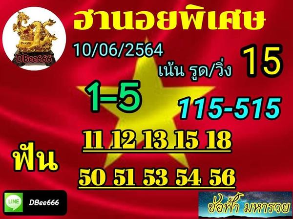 แนวทางหวยฮานอย 10/6/64 ชุดที่9