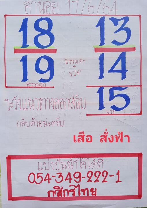 แนวทางหวยฮานอย 17/6/64 ชุดที่6