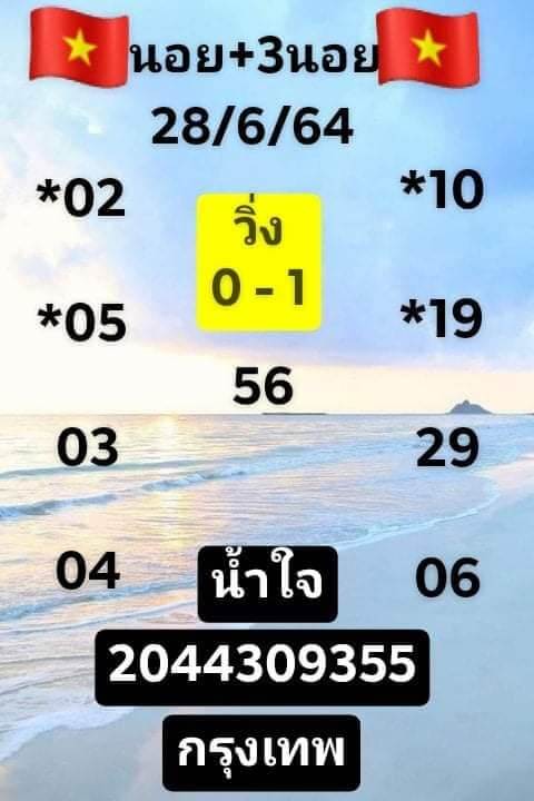 แนวทางหวยฮานอย 28/6/64 ชุดที่6