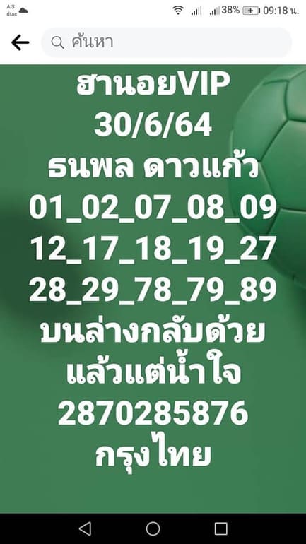 แนวทางหวยฮานอย 30/6/64 ชุดที่9