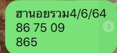 แนวทางหวยฮานอย 4/6/64 ชุดที่3