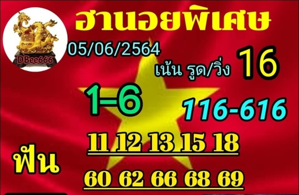 แนวทางหวยฮานอย 5/6/64 ชุดที่ 8