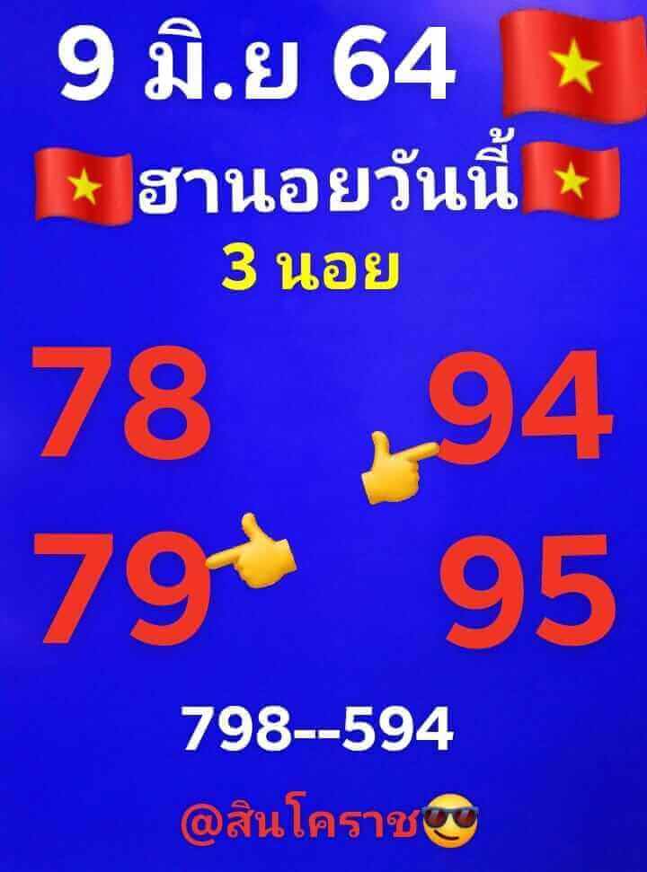 แนวทางหวยฮานอย 9/6/64 ชุดที่3