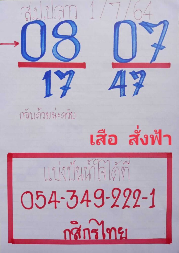 แนวทางหวยลาว 1/7/64 ชุดที่1