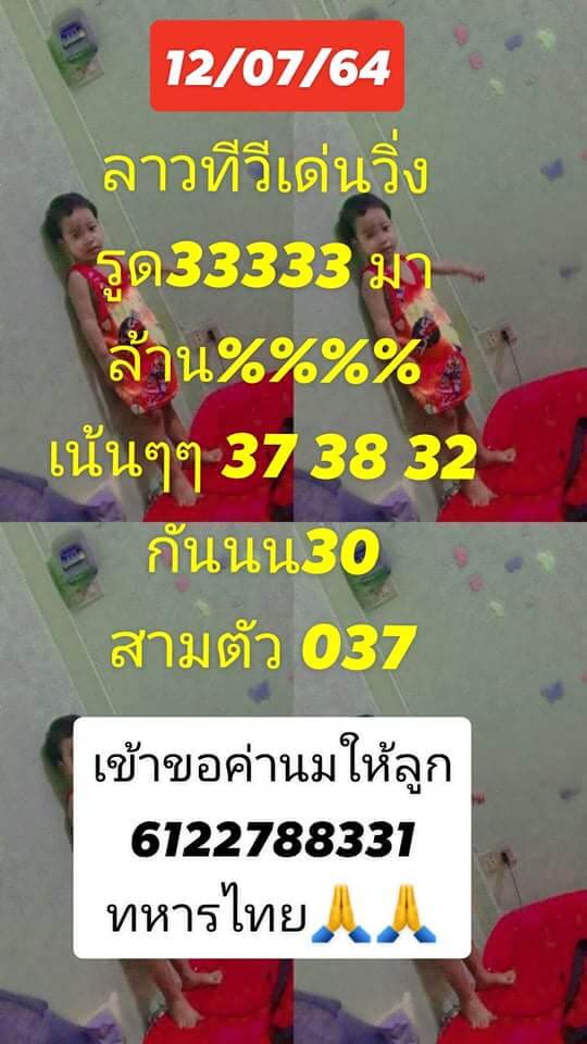 แนวทางหวยลาว 12/7/64 ชุดที่3