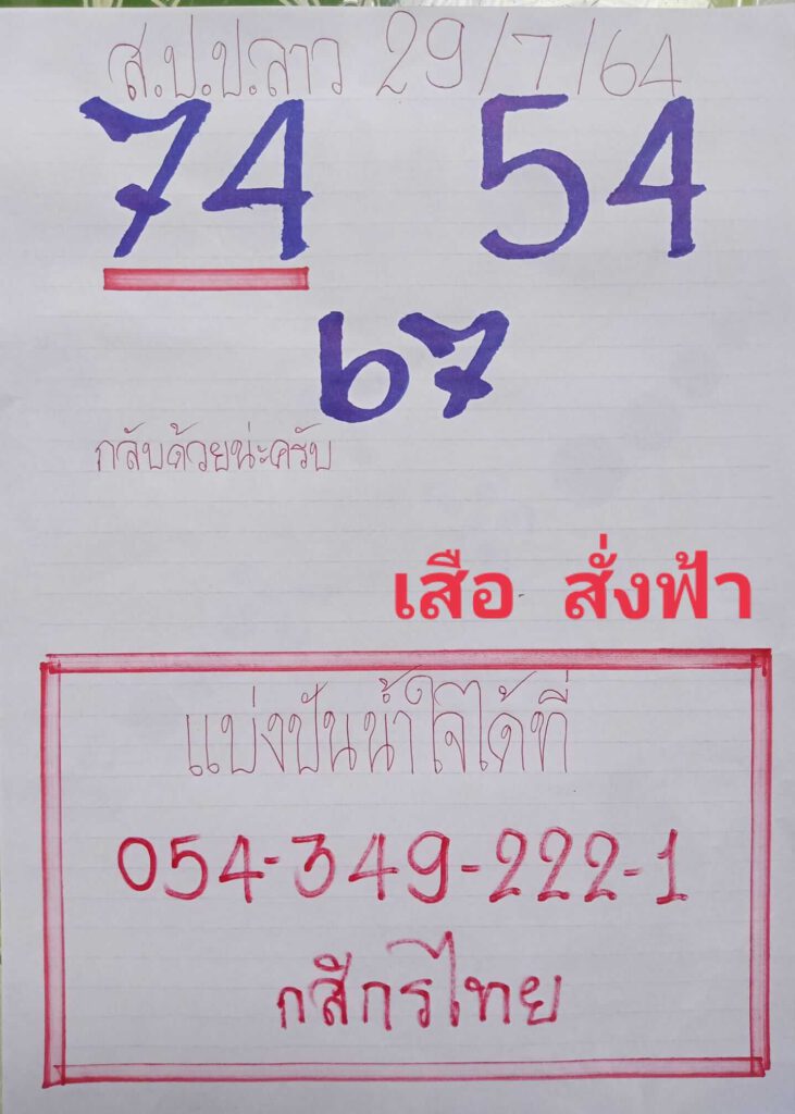 แนวทางหวยลาว 29/7/64 ชุดที่1