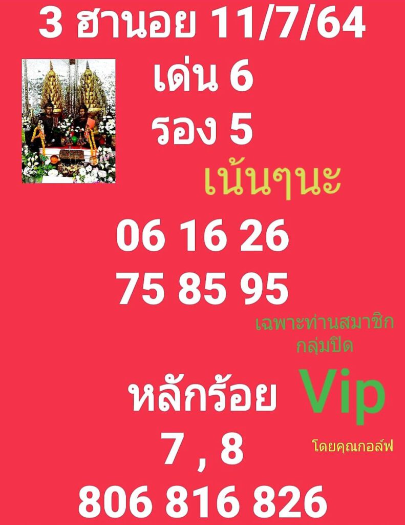 แนวทางหวยฮานอย 11/7/64 ชุดที่7