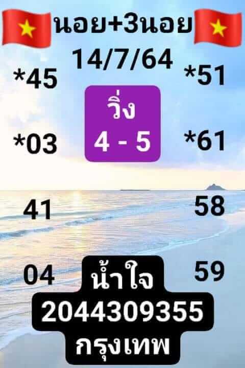 แนวทางหวยฮานอย 14/7/64 ชุดที่3