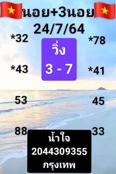 แนวทางหวยฮานอย 24/7/64 ชุดที่1